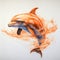 Orange Dolphin: Hyperrealistic Wall Art With Mythical Symbolism