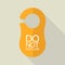 Orange door tag icon, flat style