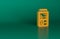 Orange Dosimeter for measuring radiation icon isolated on green background. Gamma radiation personal dosimeter