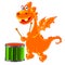 Orange dragon with a drum