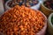 Orange dried flowers at Moroccan souk