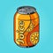 orange drink in can pop art raster illustration