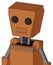 Orange Droid With Box Head And Toothy Mouth And Two Eyes