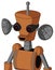 Orange Droid With Cylinder-Conic Head And Happy Mouth And Black Glowing Red Eyes And Single Antenna