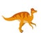 Orange Duckbill Dinosaur Of Jurassic Period, Prehistoric Extinct Giant Reptile Cartoon Realistic Animal