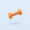 Orange Dumbbell on Blue Background