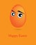 Orange easter egg with funny eyes mimic