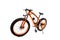 Orange electric bike on white background.Sport bike