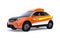 Orange electric rescue SUV isolated on white background