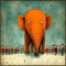 Orange Elephant In Gabriel Pacheco Style: A Humorous Caricature