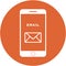 Orange email design in a flat round button