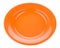 Orange empty plate on white background