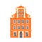 Orange European style classic building facade.