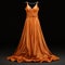 Orange Evening Dress: Photorealistic Rendering On Black Background