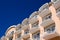 Orange facade with blue sky