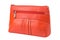 Orange female clutch bag on a white background