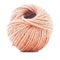 Orange fiber clew, knitting thread roll isolated on white background