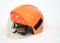 Orange firefighters helmet made from steel