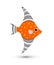 Orange fish. Flat style icon vector.