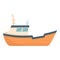 Orange fishing yacht icon, cartoon style