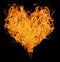 Orange flame heart on black