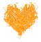 Orange flame heart on white