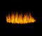 Orange flame, heat or light on black background with texture, pattern and burning energy. Fire line, fuel and flare