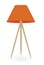 Orange floor lamp with wooden legs