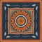 Orange Flower on Indigo Blue scarf shawl. Geometric ethnic oriental pattern traditional Design for background,carpet,wallpaper,