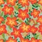 Orange flower wild fabric seamless pattern