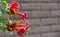 Orange flowers Campsis Close up A braided decorative plant, often used to create living flowering fences