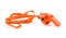 Orange flute in shape of soccer ball