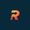 Orange font letter R arrow logo design