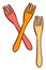 Orange forks, illustration, vector