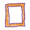 Orange frame in a deliberately childish style. Imitation child drawing. Kid sketch, painting felt-tip pen or marker. Kid painted