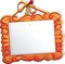 Orange frame of the picture. A stylized wood frame with pattern for photography or painting, children`s drawing, diploma, certific