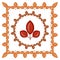 Orange frame of three-toed leaves - square and round. Inside the frame - large sheet. The illustration on the theme -