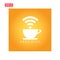 Orange free wifi sign with cup of coffee style vector isolated_