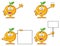 Orange Fresh Fruit With Green Leaf Cartoon Mascot Character 1. Collection Set