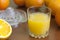 Orange fresh juice with squeezer