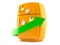 Orange fridge with green arrow