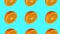 Orange fruit animation on blue background. Abstract pop art food animation.