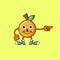 orange fruit character pointing cute vector logo icon