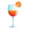 Orange fruit cocktail icon, cartoon style