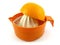 Orange fruit and colander