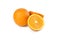 Orange fruit with half isolated on white background with clipping path. Perfectly retouched. ready-to-use food images