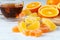 Orange fruit marmalade jelly close up view