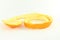 Orange fruit peels in white background