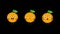 Orange funny character. Three animations yes no surprised. Transparent background