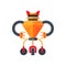 Orange futuristic transformer of three wheels. Humanoid robot. Metal android. Artificial intelligence. Flat vector icon